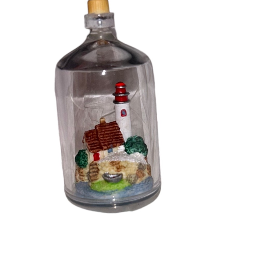 Adorable hallmark 1999 vintage mini lighthouse glass bottle Christmas ornament